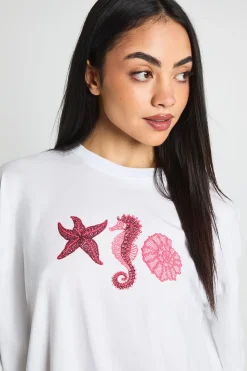 T-shirt Oversize Imprimé Coquillages