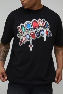 T-Shirt Oversize à Imprimé Diamant