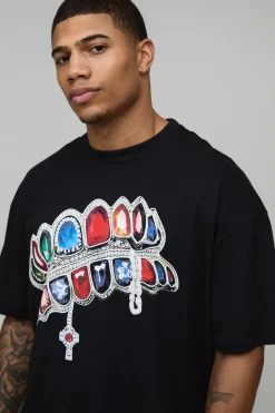 T-Shirt Oversize à Imprimé Diamant