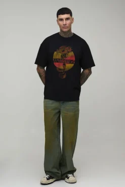 T-shirt Oversize Imprimé Dragon Wu-tang Sous Licence Pour Homme Grand