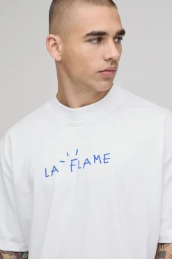 T-shirt Oversize Imprimé Flamme Licence Travis Scott