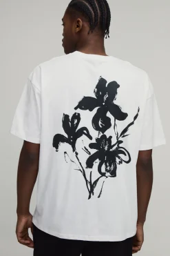 T-Shirt Oversize à Imprimé Floral au Dos