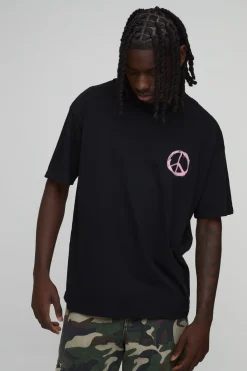 boohooMAN T-shirt Oversize À Imprimé Floral Graffiti<Homme T-Shirts Impriméstendances|T-Shirts
