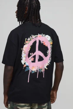 boohooMAN T-shirt Oversize À Imprimé Floral Graffiti<Homme T-Shirts Impriméstendances|T-Shirts