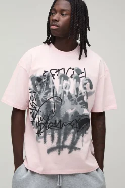 T-shirt Oversize Imprimé Graffiti Spray
