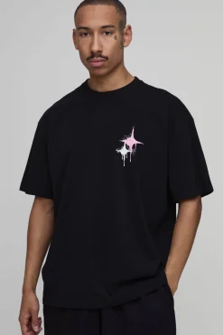 boohooMAN T-shirt Oversize À Imprimé Graffiti Spray<Homme T-Shirts Impriméstendances|T-Shirts