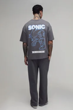 T-shirt Oversize Imprimé Graphique Sous Licence Sonic Pour Homme Grande Taille