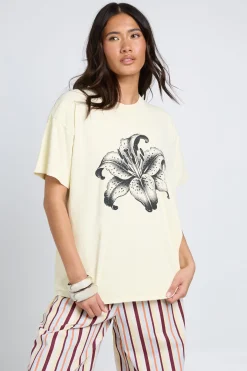 boohoo T-shirt Oversize Imprimé Hibiscus Noir<Femme Tops