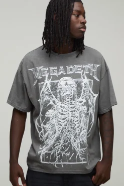 T-shirt Oversize Imprimé Licence Megadeth Délavage Acide