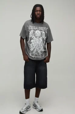 T-shirt Oversize Imprimé Licence Megadeth Délavage Acide