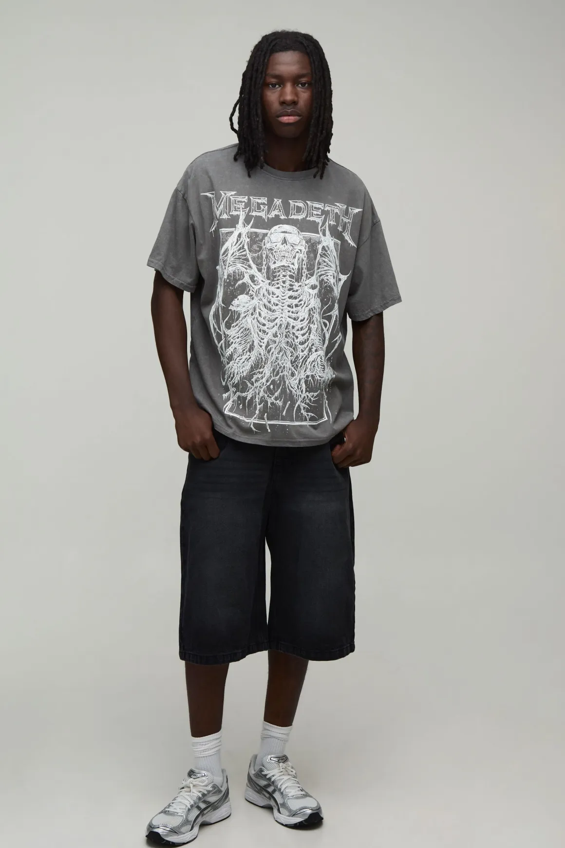 T-shirt Oversize Imprimé Licence Megadeth Délavage Acide