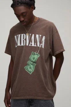 boohooMAN T-shirt Oversize Imprimé Licence Nirvana Effet Délavé Acide<Homme T-Shirts Impriméstendances|T-Shirts