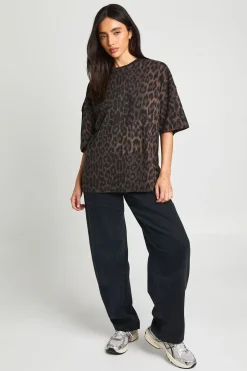 T-shirt Oversize Imprimé Léopard