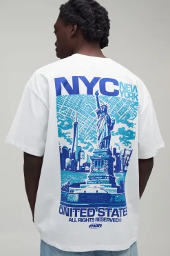 boohooMAN T-shirt Oversize Imprimé Monuments De New York<Homme T-Shirts Impriméstendances|T-Shirts