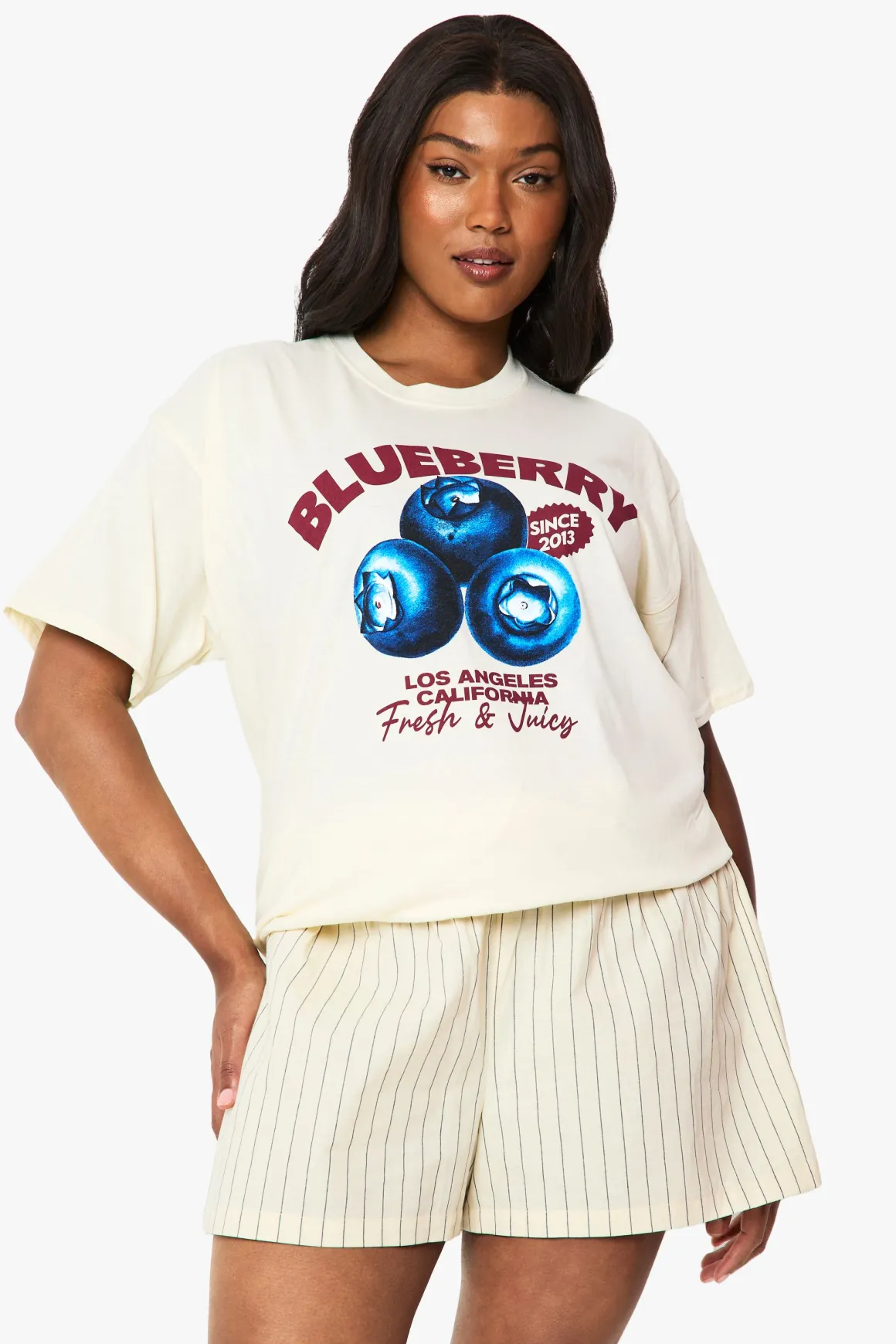 T-shirt Oversize Imprimé Myrtille Grande Taille