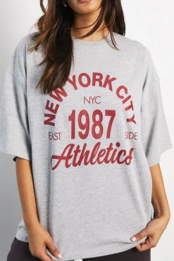 T-shirt Oversize Imprimé New York Coupe Boxy
