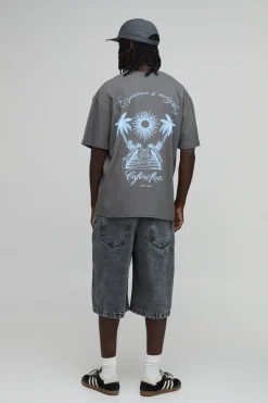 boohooMAN T-shirt Oversize Imprimé Palmier Sous Licence Cafe Del Mar<Homme T-Shirts Impriméstendances|T-Shirts