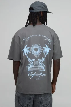 boohooMAN T-shirt Oversize Imprimé Palmier Sous Licence Cafe Del Mar<Homme T-Shirts Impriméstendances|T-Shirts