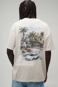 boohooMAN T-shirt Oversize Imprimé Palmier Beverly Hills Pierre<Homme T-Shirts Impriméstendances|T-Shirts