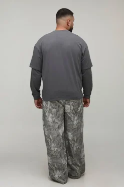 T-Shirt Oversize Imprimé Racing à Effet Superposé Plus