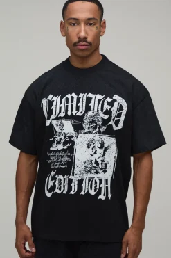 T-shirt Oversize Imprimé Renaissance Effet Spray Délavé