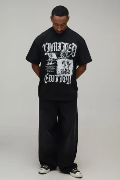 T-shirt Oversize Imprimé Renaissance Effet Spray Délavé