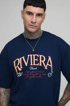 boohooMAN T-shirt Oversize Imprimé Riviera Coupe Tall<Homme T-Shirts Impriméstendances|T-Shirts
