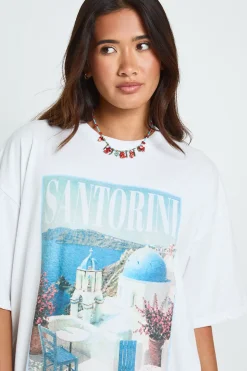 T-shirt Oversize Imprimé Santorin