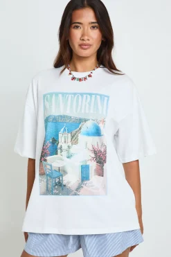 T-shirt Oversize Imprimé Santorin