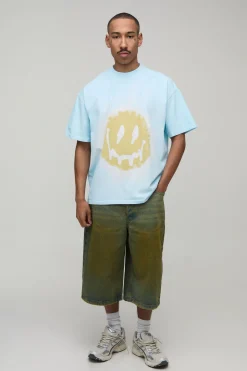 T-shirt Oversize À Imprimé Smiley Tie-dye