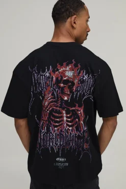 T-shirt Oversize À Imprimé Squelette Mondial Grande Échelle