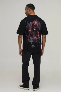 T-shirt Oversize À Imprimé Squelette Mondial Grande Échelle