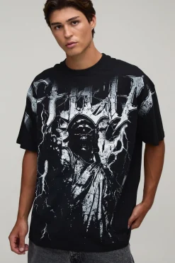 boohooMAN T-shirt Oversize Imprimé Statue Avec Surpiqûres<Homme T-Shirts Impriméstendances|T-Shirts