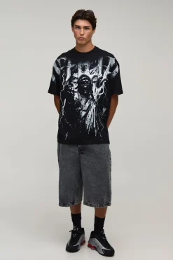 boohooMAN T-shirt Oversize Imprimé Statue Avec Surpiqûres<Homme T-Shirts Impriméstendances|T-Shirts
