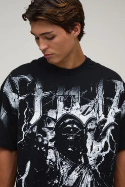 boohooMAN T-shirt Oversize Imprimé Statue Avec Surpiqûres<Homme T-Shirts Impriméstendances|T-Shirts