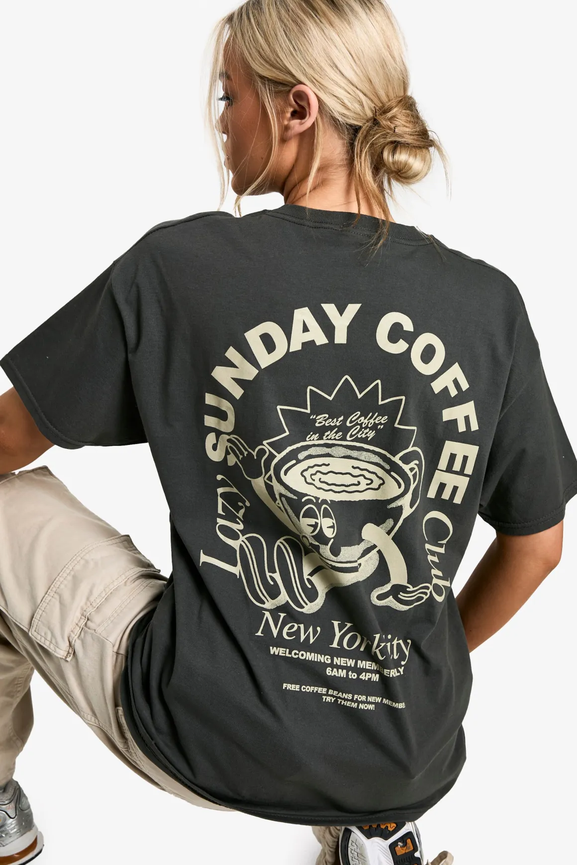 T-shirt Oversize Imprimé Sunday Coffee Club