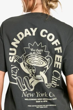 T-shirt Oversize Imprimé Sunday Coffee Club
