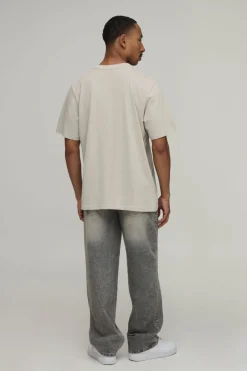 T-shirt Oversize Imprimé Western Gothique Grande Échelle Coloris Pierre