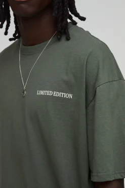 T-shirt Oversize Kaki À Imprimé Palmier Dessiné Au Trait