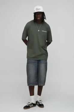 T-shirt Oversize Kaki À Imprimé Palmier Dessiné Au Trait
