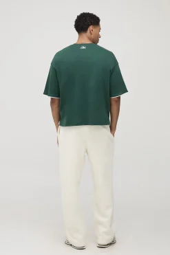 boohooMAN T-shirt oversize à la coupe boxy en interlock B, avec passepoil brodé de style volute<Homme T-Shirts