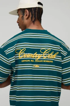 boohooMAN T-shirt oversize à la coupe boxy et à rayures style Country Club<Homme T-Shirts