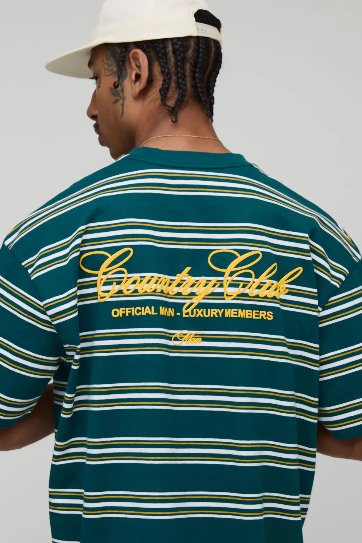 boohooMAN T-shirt oversize à la coupe boxy et à rayures style Country Club<Homme T-Shirts
