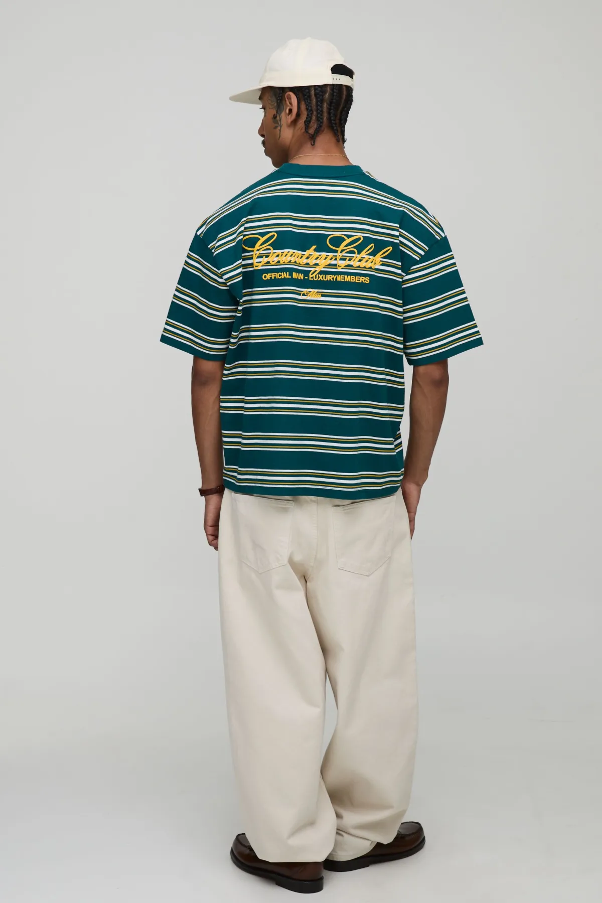 boohooMAN T-shirt oversize à la coupe boxy et à rayures style Country Club<Homme T-Shirts