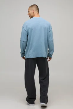 T-Shirt Oversize Lavé Poids Lourd Coutures Apparentes Effet Superposition