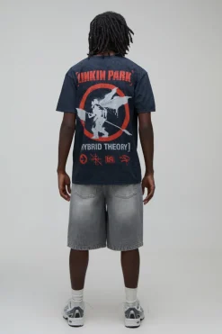 T-shirt Oversize Linkin Park Imprimé Licence Effet Délavé Acide