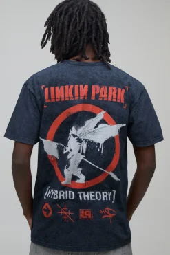 T-shirt Oversize Linkin Park Imprimé Licence Effet Délavé Acide