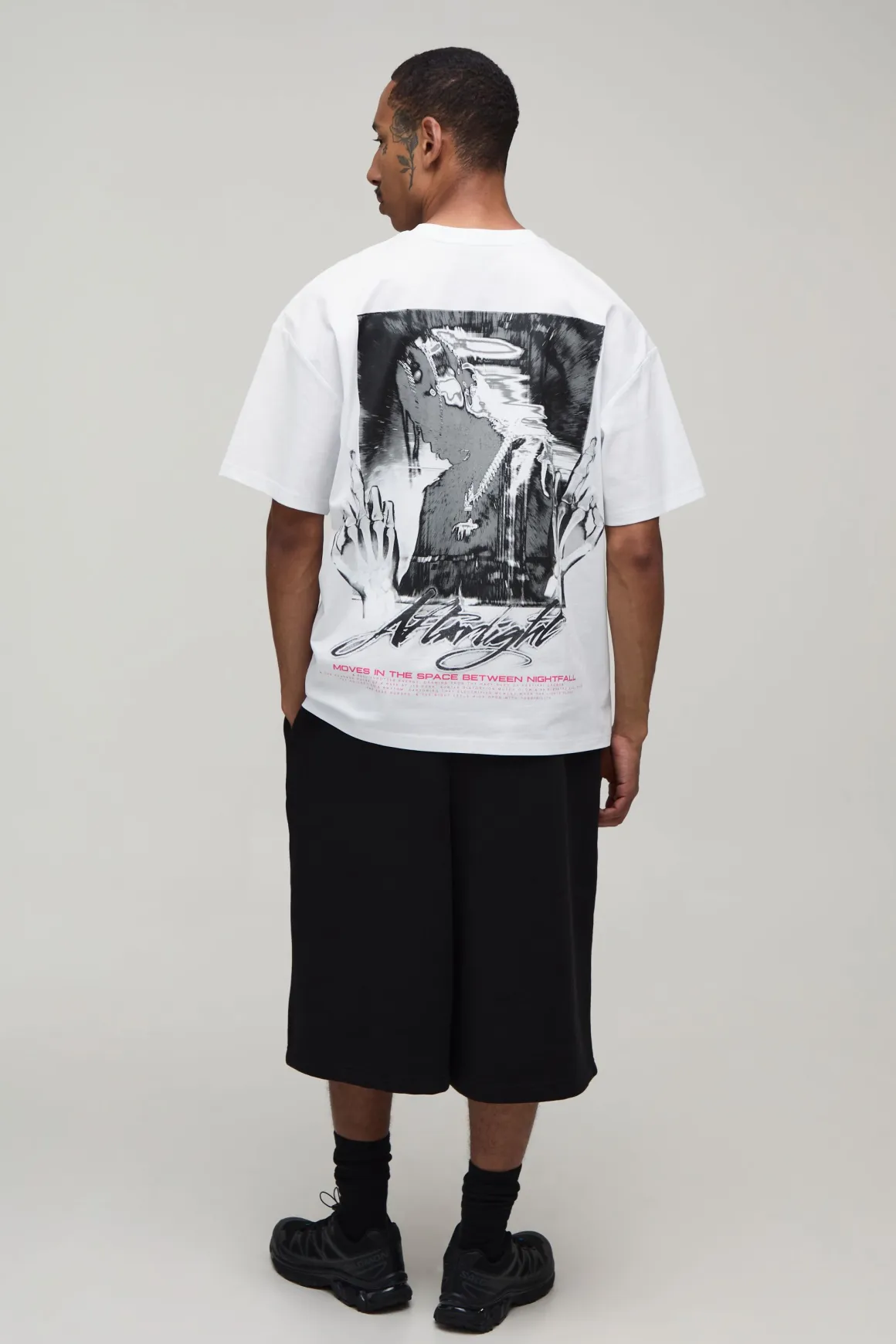 T-shirt Oversize À Manches Courtes Imprimé Tête De Mort Afterlight