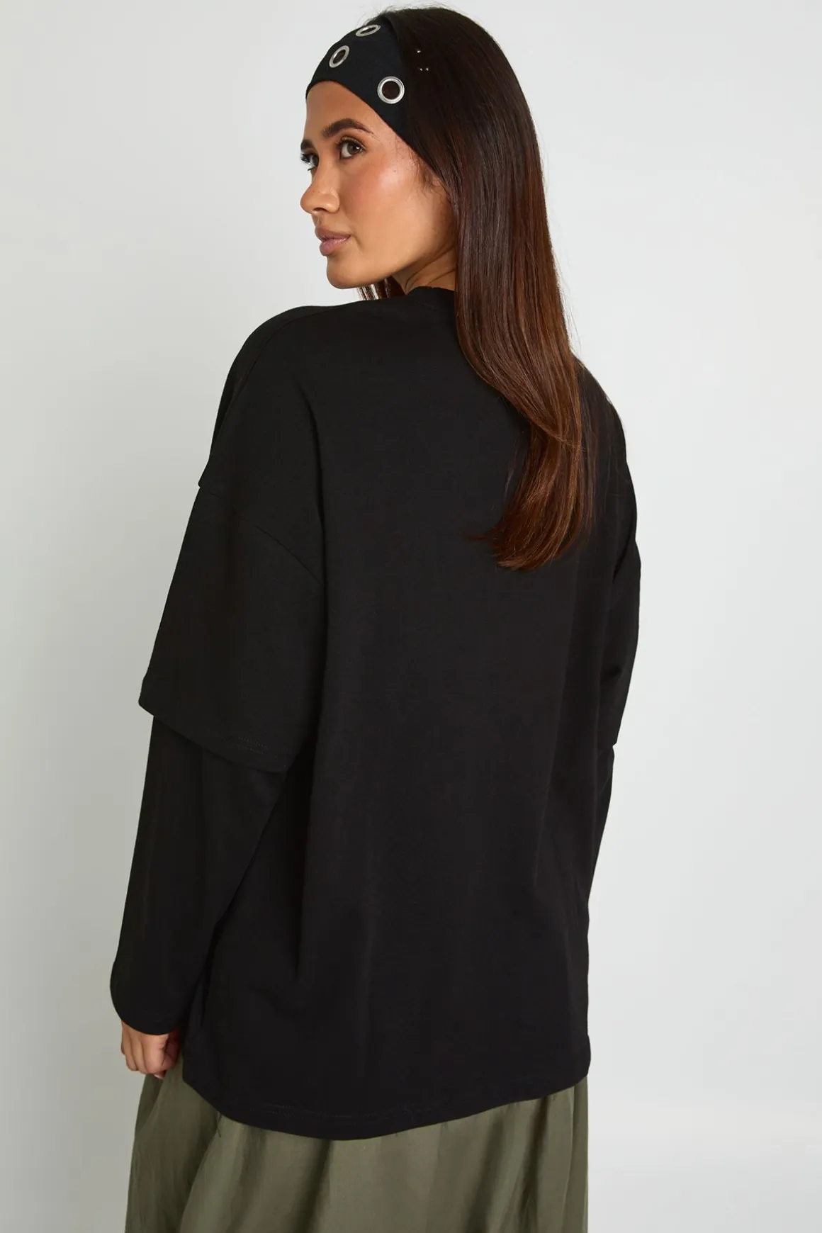 T-shirt Oversize À Manches Double Épaisseur