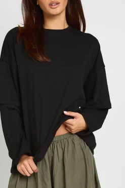 T-shirt Oversize À Manches Double Épaisseur